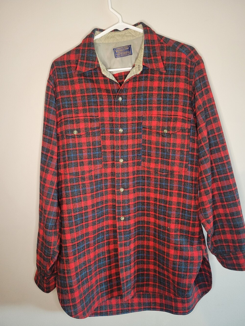 Vintage Pendleton Red Blue and Black Wool Shirt